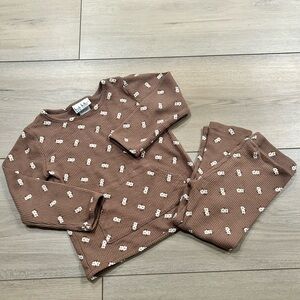 Nicole Miller Brown Pajama Set with White Accents